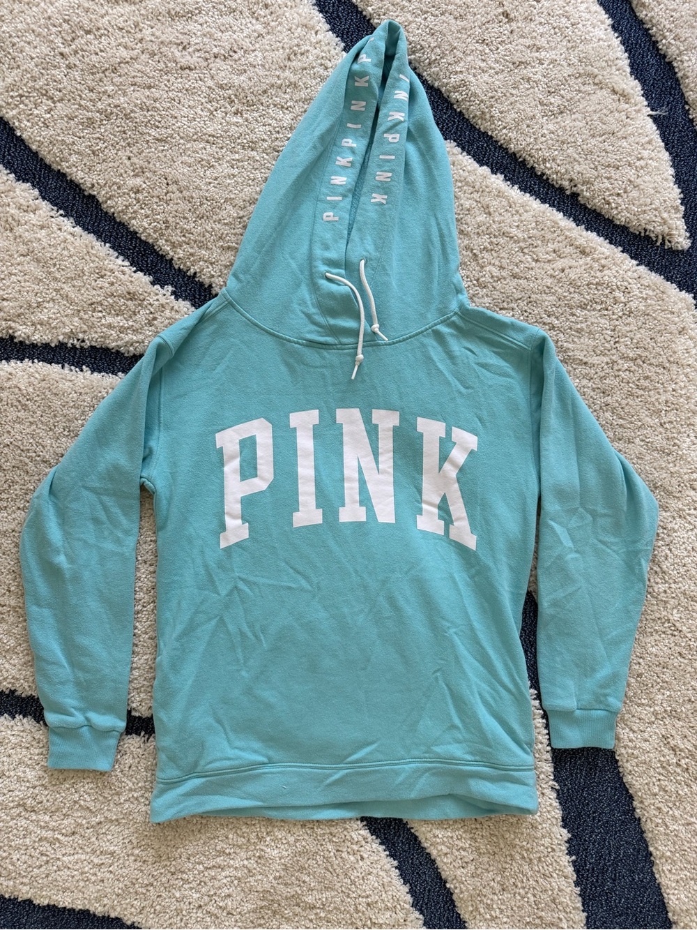 PINK Victoria's Secret Light Teal Hoodie with White Logo